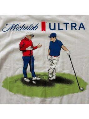 Michelob Ultra Golfing Front and Back Print T-Shirt White Men’s Medium NWOT